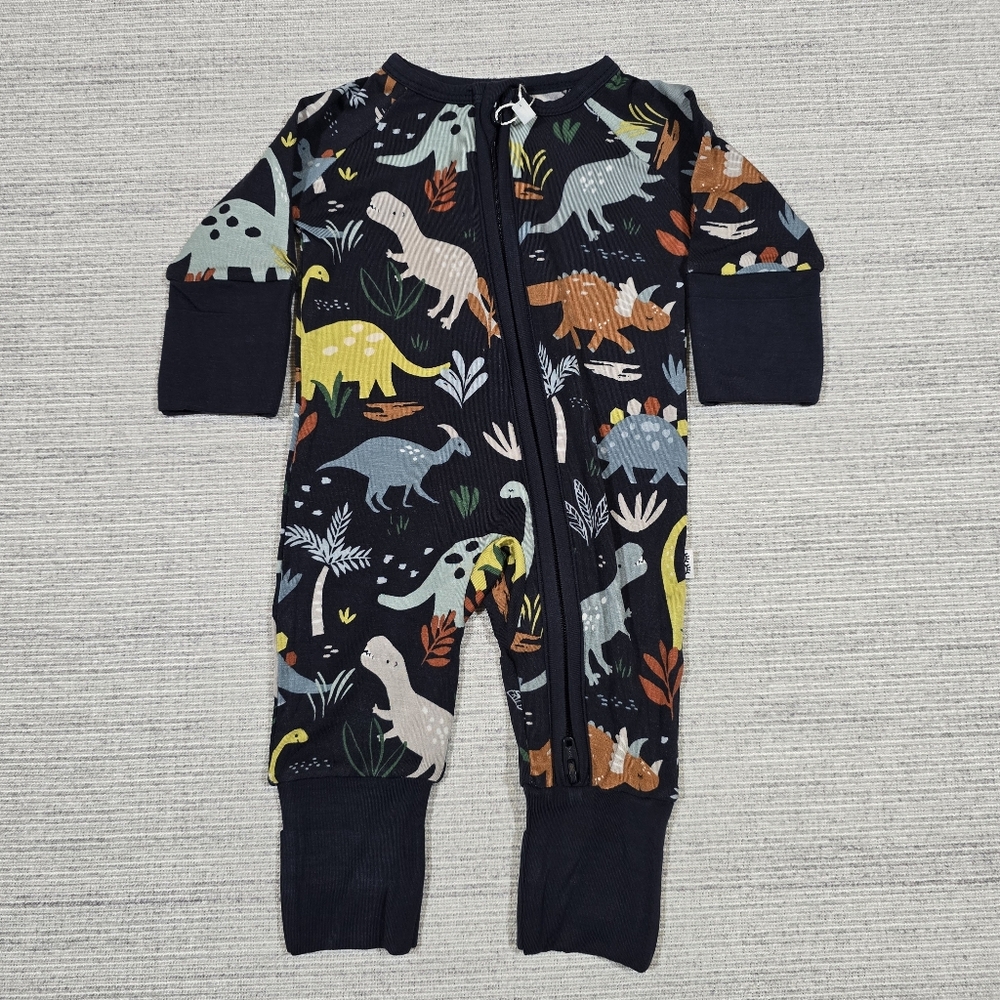 Little Sleepies Navy Jurassic Jungle Dinos Bamboo Zippy Sz Preemie One Piece NWT